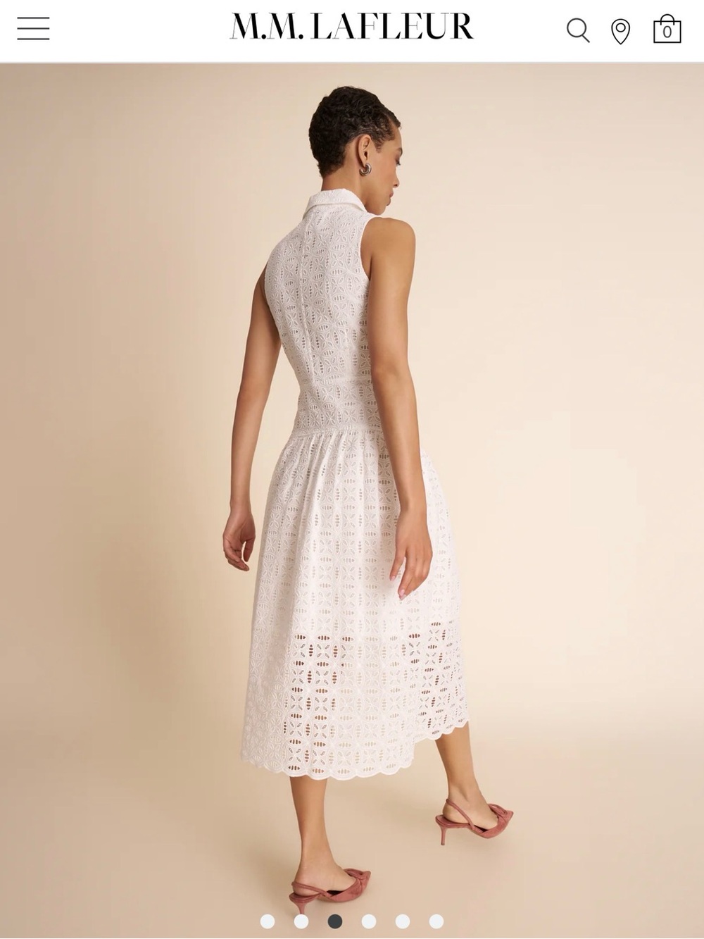 MM.LaFleur White Sleeveless Eyelet Midi Dress - Picture 5 of 7